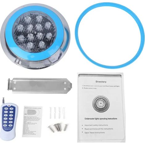 Applique murale étanche IP68 12W LED 12V AC pour piscine, éclairage subaquatique décoratif avec télécommande, 12 LED, projecteur immergé bleu/blanc, idéal bassin extérieur (1/5)