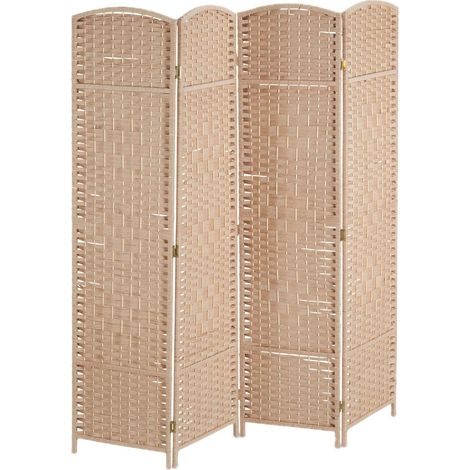 Paravent nature pliable 170 x 160 x 2 cm brise-vue élégant et raffiné style cosy en bois brun clair (1/5)