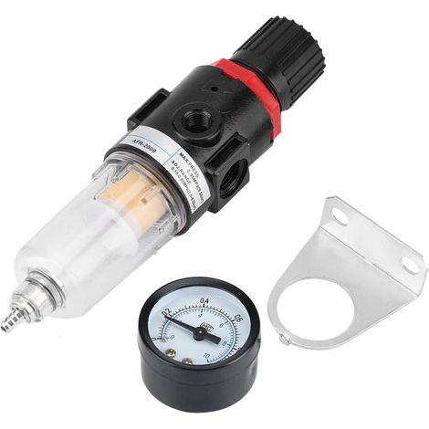 Filtre à Eau de Tuyau d'air 1/4 "BSP Filtre de Tuyau d'air Compresseur d'air Piège à Eau Manomètre Pression Piège à Eau Miniature Filtre à air comprimé Régulateur Combo (1/5)