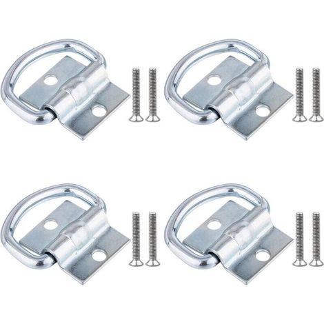 4Pcs Anneaux d'Arrimage, Attache Bache Remorque en D avec Vis pour Bateaux, Camions, Camionnettes et Maisons