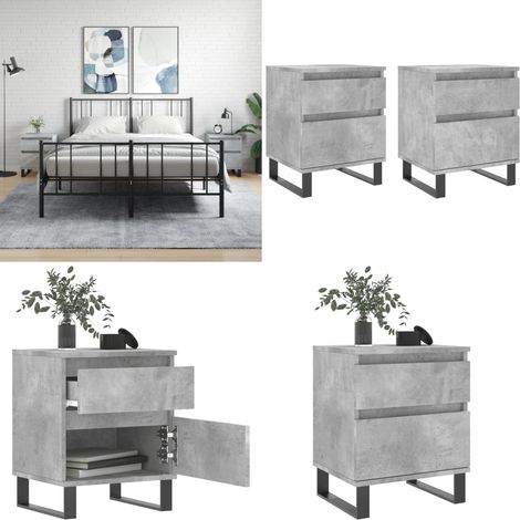 Nachttische 2 Stk. Betongrau 40x35x50 cm Holzwerkstoff - Beton Grau Nachttisch - Wohnzimmer Dekoration - Holzwerkstoff Nachttisch - Schrank - Kommode - Home & Living (1/5)