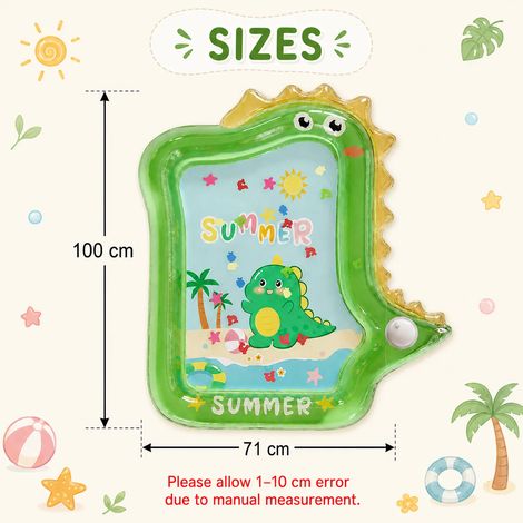 (100x71cm) Tapis d'eau gonflable en forme de dinosaure, tapis de jeu sensoriel, adapté aux nourrissons et aux tout-petits. (1/5)