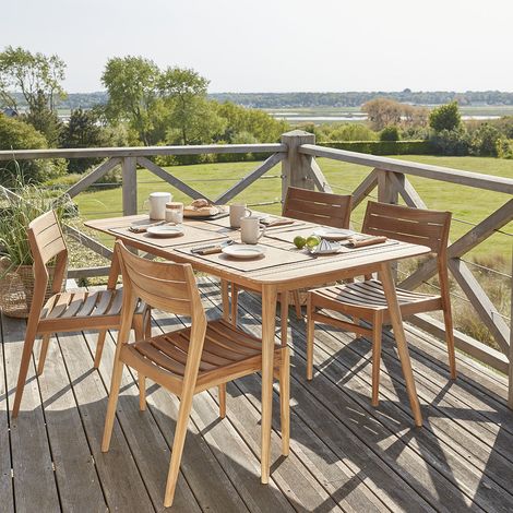 Salon de jardin en teck massif 4/6 places