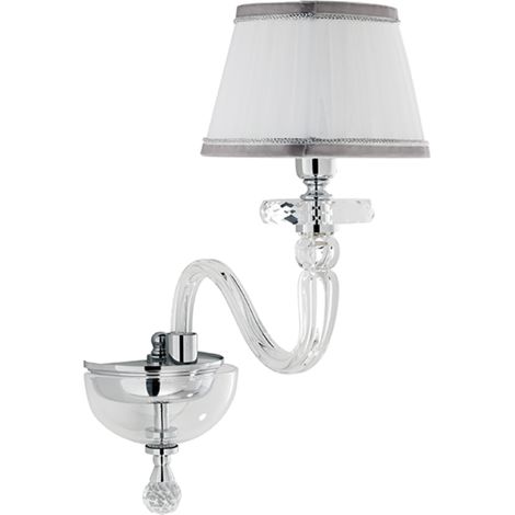 Applique 38 cm BACH con paralume in vetro trasparente 1 Luce Cromo (1/2)