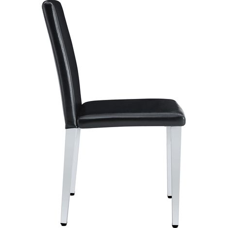 Set di 4 sedie da pranzo minimaliste in PU nero con gambe in metallo argentato MODENUIT (1/5)