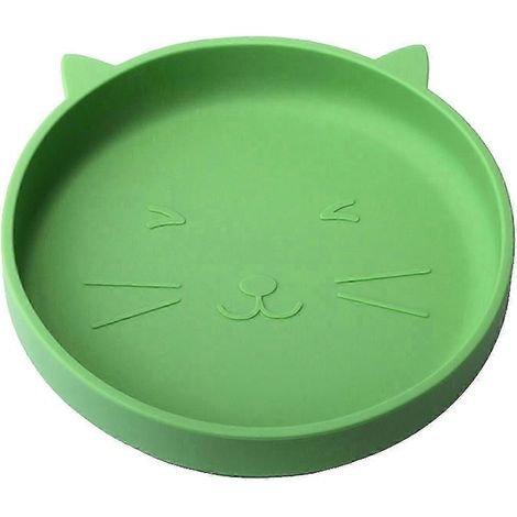 Gamelle ronde en silicone pour chat, idéale pour les aliments secs et humides. Soulage la fatigue des moustaches. Design plat et mignon. (1/5)