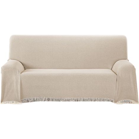 Couvre-lit Multifonction Taille 300 x 260 cm pour canapé ou lit - Foulard Multifonction Toucher Extra Doux, Couleur Beige (1/5)
