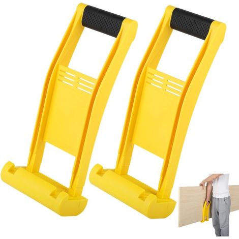 Set di 2 utensili per lo spostamento di cartongesso, impugnatura in plastica, utensile per lo spostamento di pannelli, capacità di carico di 80 kg, utensile per il sollevamento di compensato antiscivo (1/4)