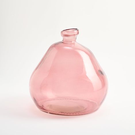 Vase Bas en Verre recyclé et Design Lisse irrégulier - Vase en Verre Artisanal de Style méditerranéen Décoration de Maison (Rouge Tule) (1/5)