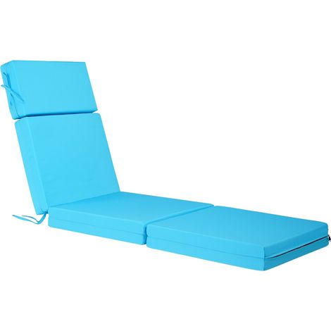 Coussin de Bain de Soleil, 183x53,3 cm, Coussin de Chaise Longue Jardin, Lot de 2, Imperméable Épais Résistant à Décoloration, avec Attaches, pour Terrasse, Patio, Bord de Piscine, Bleu Sarcelle (1/5)