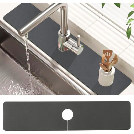 Tapis de robinet d'évier de cuisine, récupérateur de gouttes en terre de diatomées de 61 cm de long, antidérapant. (1/5)
