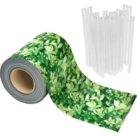 Garronda Sichtschutzstreifen 19 cm x 35 m aus PVC mit Befestigungsclips Zaun Sichtschutz für Balkon und Parkan UV-beständige Sichtschutzfolie für Garten GD-0173, Blattgrün