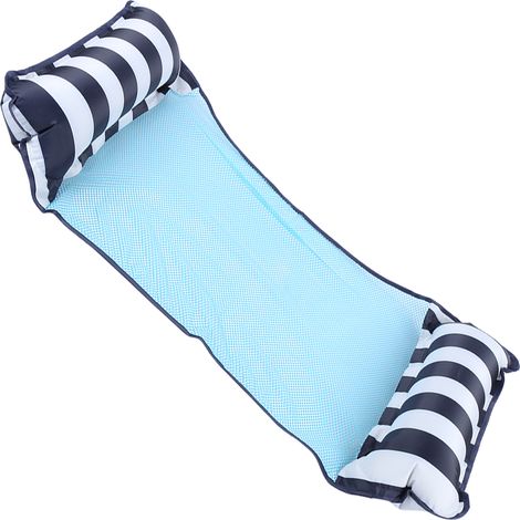 Lit flottant pliable à double usage, chaise longue, canapé, hamac avec filet pour piscine (bleu clair) (1/5)