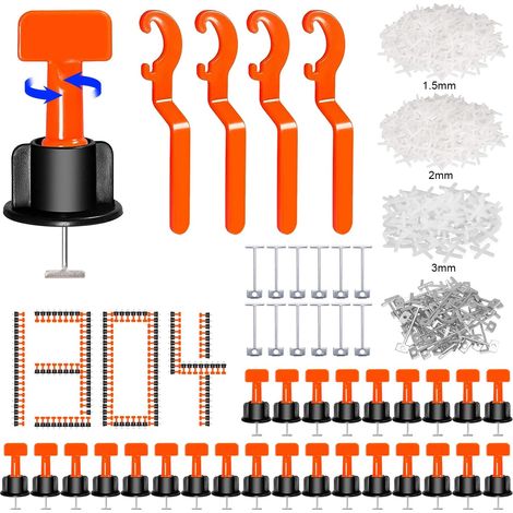 1304 Pièces Rotatif Niveleur Carrelage Croisillon Carrelage Autonivelant Croisillon Autonivelant 2mm /3mm/1.5mm Cale Carrelage Croisillon Autonivelant Croisillon Carrelage Kit Joint Carrelage (1/5)