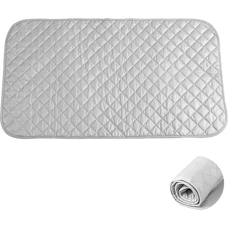 Tapis de repassage portable, table à repasser, petit format (48 x 85 cm), résistant à la chaleur, pliable, entièrement recouvert d'un revêtement argenté, pour le repassage et le séchage.