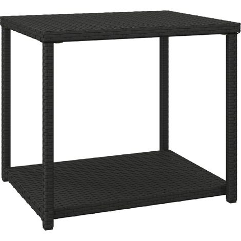 Table d'appoint pour intérieur ou extérieur 55 x 45 x 49 cm en résine tressée noir et acier DEC032502 (1/5)