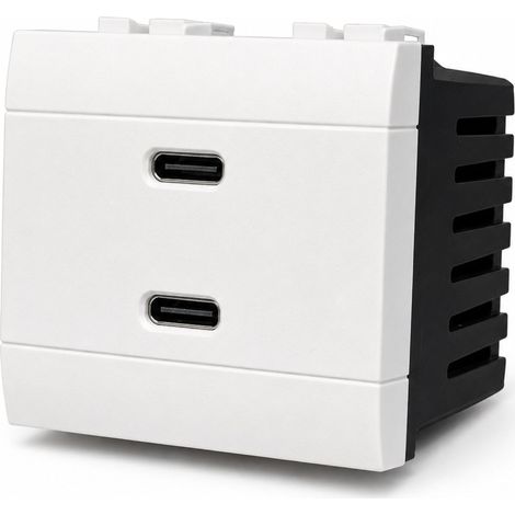 Serie Civile A2ZWORLD MBL Bianco Compatibile Con Bticino Living Light (Presa USB C PD + USB A QC 2 Moduli) (1/3)