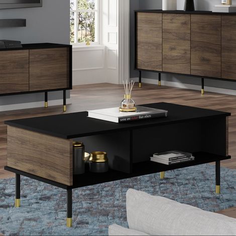 Mesa de centro 110 cm Rani Madera y Negra (1/5)