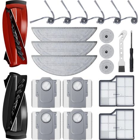 Kit d'accessoires pour aspirateur robot Roborock Saros 10, 1 kit de brosse principale, 2 filtres HEPA, 6 Chiffons, 4 sacs à poussière, 6 brosses latérales, 1 brosse propre, 1 tournevis (1/5)