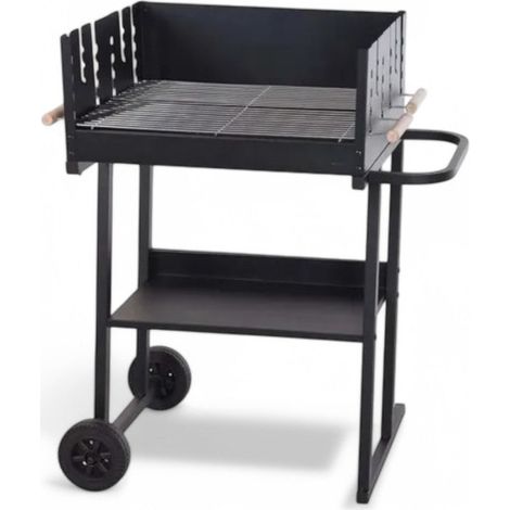 Barbacoa de carbón de acero con pantalla negra 88x47x93H cm