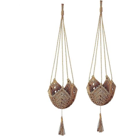 Support de plante Jute suspendu jardinière Handmade mur suspendu pot jardinières pour intérieur extérieur pot NOT (1/5)