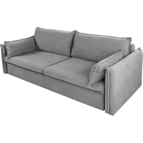 Sofa CALDERO dunkelgrau, ausziehbar mit Stauraum – Cord-Schlafsofa mit integriertem Stauraum