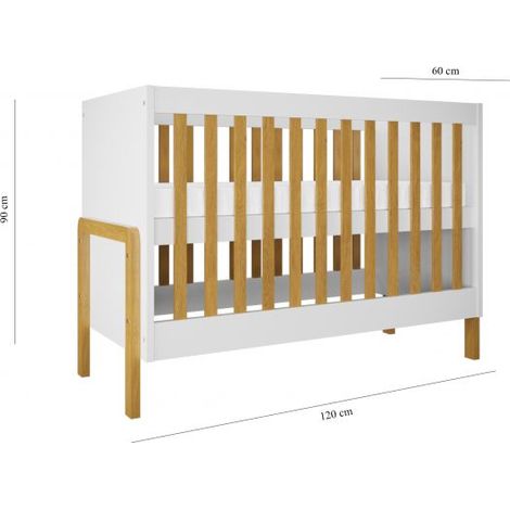 Lit bébé 60x120 Kocot Kids Victor - Blanc et Chêne (1/4)