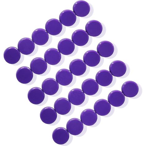 Lot de 30 aimants frigo violets, puissants et ronds, pour tableau magnétique, calendrier ou tableau blanc. (1/5)