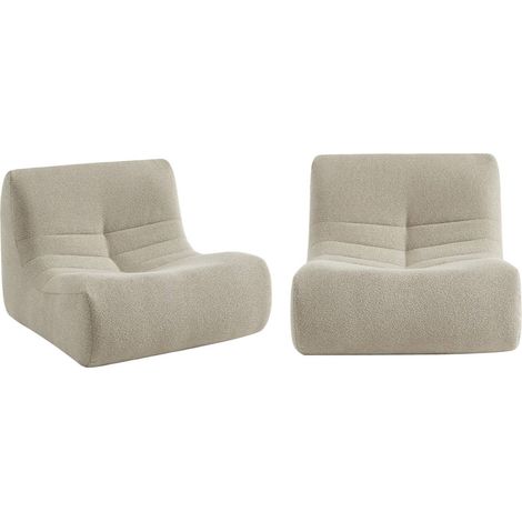 sweeek - 2er-Set modulare 1-Sitzer Sessel mit strukturiertem Bouclé-Bezug, Strukturiertes  Bouclé, Beige