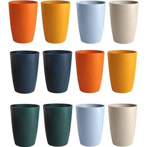 12 Pièces Gobelets en Plastique Réutilisables, 360ml Gobelet Incassable Gobelets À Eau Durables pour Enfants Tasses Allant au Lave Vaisselle pour Cuisine Extérieur Soirées BBQ (6 Couleurs) (1/5)