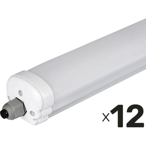 V-TAC Luminaire LED pour zones humides VT-1249-N, EEK: E, 36 W, 4320 lm, 4500 K, 1200 mm, 12 pièces