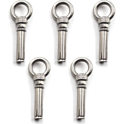 Boulons à Expansion Manchon en Acier Boulon à il 304 Inoxydable Expansion du Béton Ancrage Vis à Oeil Chevilles Boulons 5-Pack(M6 x 70mm)