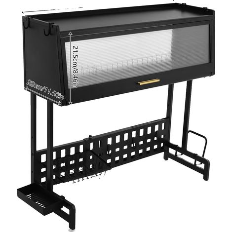 Escurridor de platos, niveles ajustables, organizador que ahorra espacio, negro. (1/2)