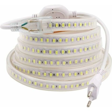 Bandeau Led, Lumineux Bandeau Led 220V Ac 2835 Ip68 Étanche 144Leds/M 900Lm, Led Strip Light Lumineux Bandeau (Blanc Froid, 8M) (1/5)