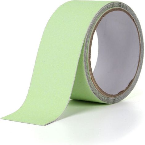 Bande Antidérapante Escalier,Ruban Antidérapant Adhésif,Ruban Autocollant Anti-Dérapante,Bande Sécurité Antidérapant,Aux Escaliers Intérieurs et Extérieurs,Imperméable 2,5cm×5m Vert, Lumineux (1/5)