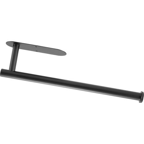 Porte-rouleaux de papier essuie-tout suspendu en acier inoxydable 304, gain de place, décoratif et pratique, étanche, pour la maison. Forme ovale allongée, noir. (1/5)
