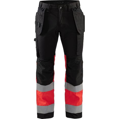 Pantalon de travail haute visibilité stretch 1558 - Noir/Rouge fluo XS - FR(38) - SE(C44) - Longues
