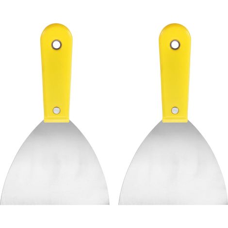 2Pcs Couteau à Enduire en Acier au Carbone 5" Poignée en Plastique Étaler le Grattoir à Enduire Flex pour Papier Peint Grattage Peinture, Jaune (1/5)
