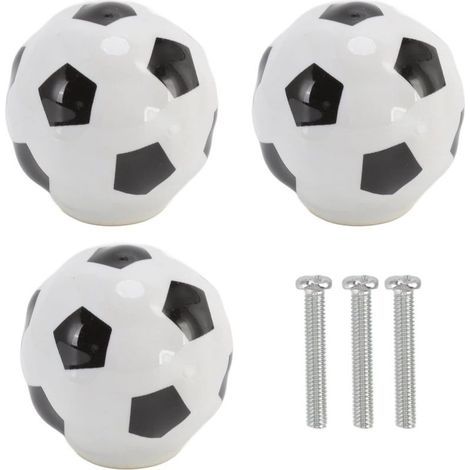 3 ensembles de boutons d'armoire de Football thème de sport de balle poignée de tiroir en céramique à un trou poignées pour armoire armoire (1/5)