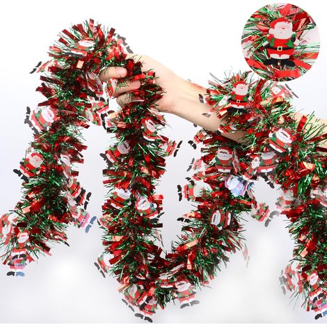 Couronne de Noël Père Noël pour sapin de Noël, intérieur ou extérieur, cheminée, décoration de fête (5 pièces, 2 mètres chacune) (1/5)