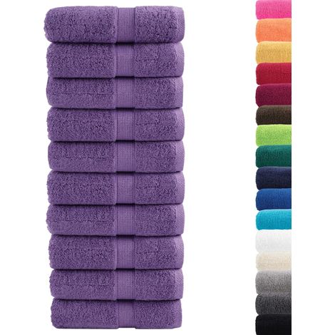 Serviettes de toilette Premium SOLUND 10 pièces Violet 30 x 30 cm 600 g/m²