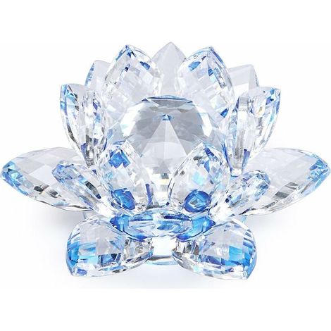 Crystal Lotus Flower, Diameter 100mm (4 &39&39) - For Home Decor, Ideal Birthday, Party Gift (Blue) (1/5)