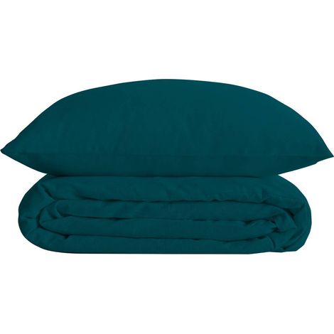 Set di biancheria da letto landiha in percalle blu egeo 240x220cm - Atmosphera créateur d'intérieur (1/2)