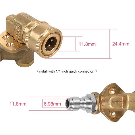 Buse de pulvérisation haute pression à 5 niveaux réglables avec raccord rapide 1/4'' pour lavage auto, nettoyage des jantes et des gouttières - Produit en cuivre - 1 unité (1/5)