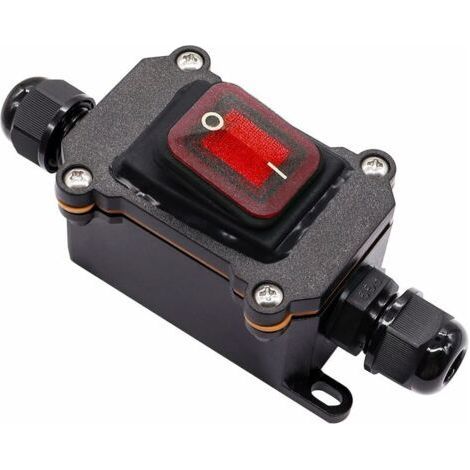 IP67 Waterproof Cable Switch On/Off Line Switch 4 Terminals DPST Outdoor Switch 220V AC with Red LED Dual Line Input and Output H-K062-KCD4-201N-R-W,220V-LS (1/4)