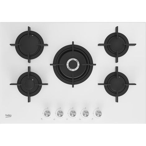 Beko HILW75222SW Einbaukochfeld 75 cm Gas 5 Brenner weiß (1/2)