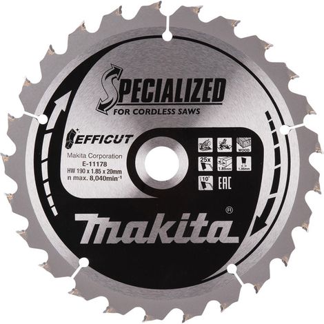 Lames carbure "EFFICUT" pour bois, pour scies radiales à batterie MAKITA