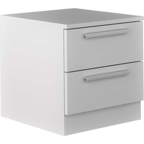 Home Heavenly®- Mesita de noche de 2 cajones CUBE, de madera, tiradores rectos mate Color: Blanco (1/3)