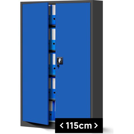 Armoire en métal verrouillable JAN II, 1150 x 1850 x 400 mm, bleu anthracite