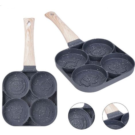 Trade Shop - PADELLA ANTIADERENTE A 4 FORI CON ANIMALI PER PANCAKE UOVA FRITTE HAMBURGER 624385 - (1/5)
